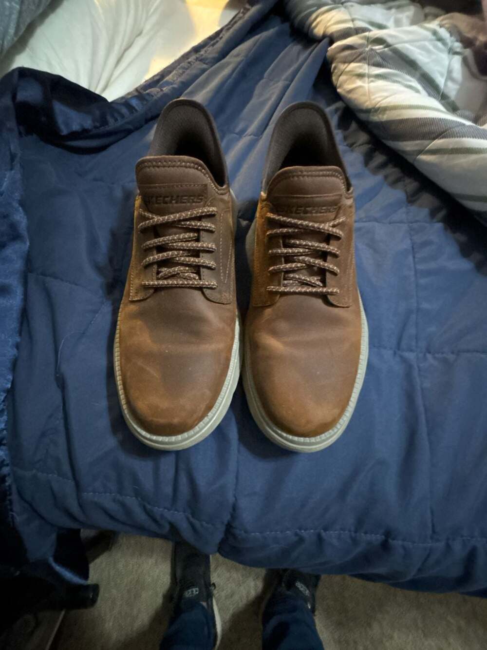 Skechers Slip-ins Garza Gander Brown Leather Shoes Size 10